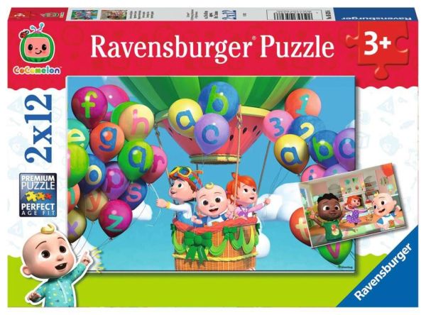 RAVENSBURGER 05628 Kinderpuzzle Lernen und Spielen 2x12 Teile Cocomelon Puzzle