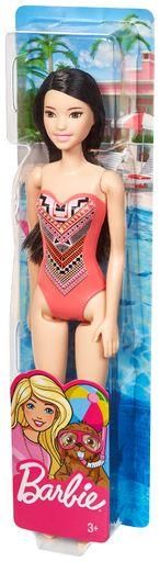 MATTEL GHW38 Barbie Beach Puppe mit Badeanzug im Aztekenmuster