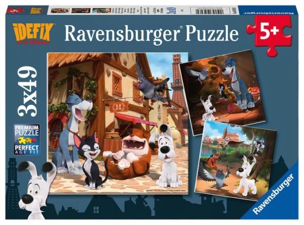 RAVENSBURGER 05626 Kinderpuzzle Idefix und seine tierischen Freunde 3 X 49 Teile