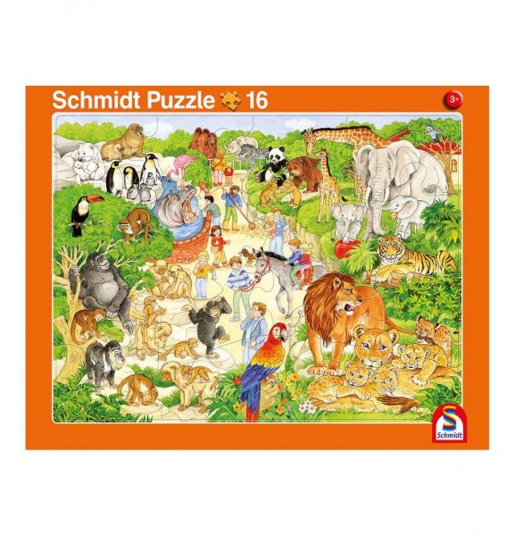 Schmidt Spiele 56790 Rahmenpuzzle Wir gehen in den Zoo! 16 Teile / Ferien auf dem Bauernhof 24 Teile