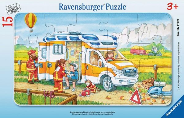 Ravensburger 06170 Kinderpuzzle Krankenwagen im Einsatz, 15 Teile