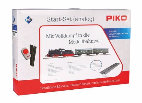 PIKO 57112 H0 Start-Set mit Bettung Personenzug Dampflok mit Tender, DB