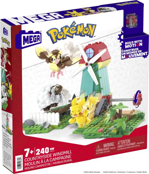 MEGA HKT21 Pokémon Windmühlen-Farm mit Pickachu, Konstruktions-Spielzeug mit Figuren