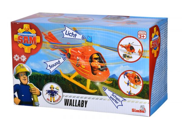 Simba 109251077 Feuerwehrmann Sam Hubschrauber Wallaby mit Figur