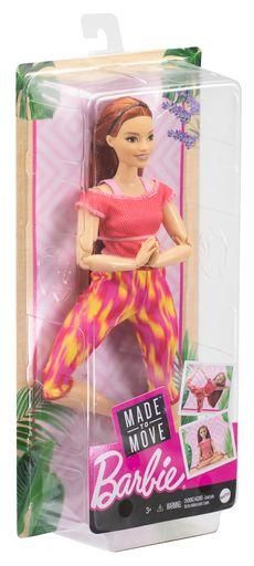 MATTEL GXF07 Barbie Made to Move Puppe (rothaarig) im roten Yoga Outfit