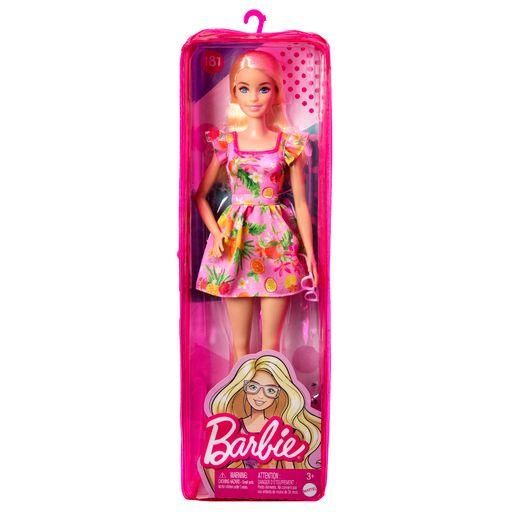 MATTEL HBV15 Barbie Fashionistas Puppe mit blonden Haaren und Kleid mit Obstmuster