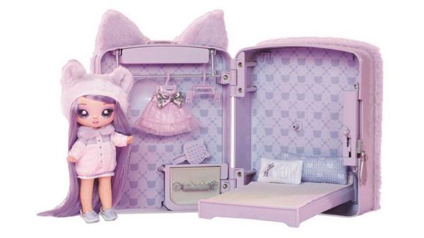 MGA Entertainment 585572EUC Na! Na! Na! Surprise 3-in-1 Backpack Bedroom Series 3 Playset- Lavender