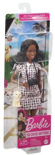 MATTEL HCN10 Barbie Tierfotografin Puppe (brünett) & Hund inkl. Zubehör