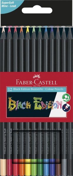Faber-Castell 116412 Black Edition Bunstift, 12er Kartonetui
