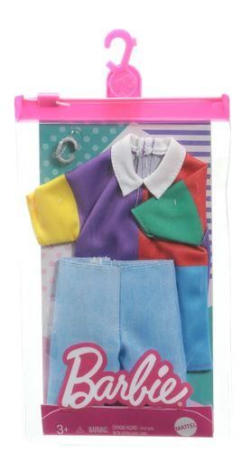 MATTEL GRC73 Barbie Fashions Ken Complete Look Color Block Shirt / Jean Shorts