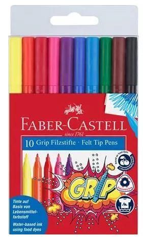 Faber-Castell 155310 Filzstift Grip Colour Marker 10er Kunststoffetui