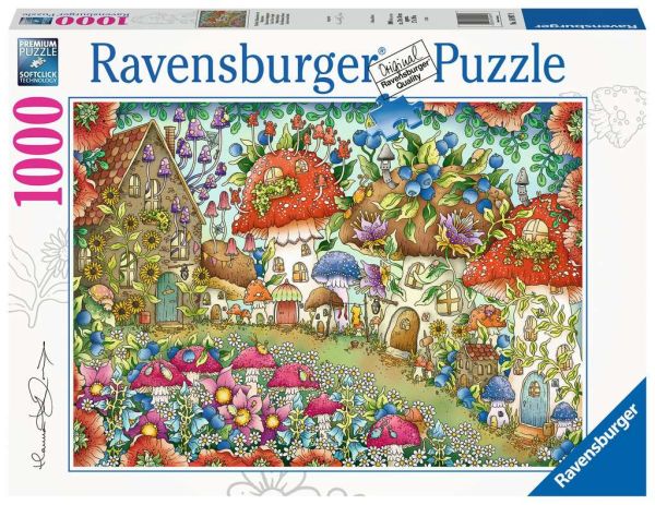 RAVENSBURGER 16997 Puzzle Niedliche Pilzhäuschen in der Blumenwiese 1000 Teile