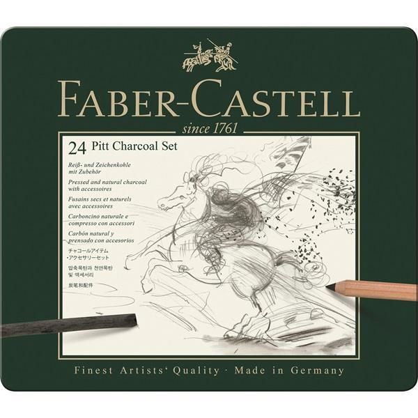 Faber-Castell 112978 Set PITT Kohle Set, 24 Teile
