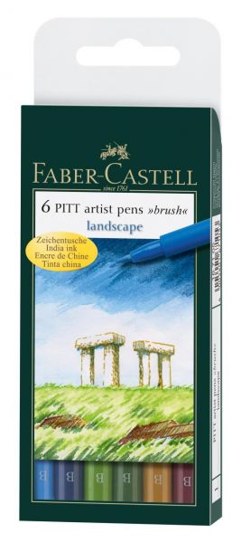 Faber-Castell 167105 Tuschestift PITT artist pen, B, Landschaft, 6er Etui