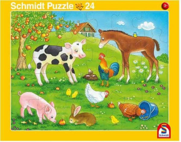 Schmidt Spiele 56789 Rahmenpuzzle Kuschelige Tierfreunde 16 Teile / Niedliche Tierkinder 24 Teile