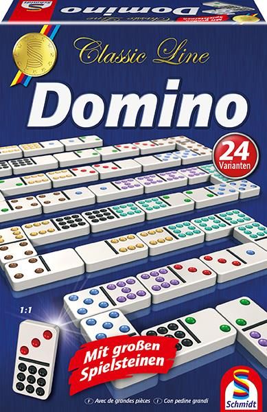 Schmidt Spiele 49207 Classic Line, Domino, mit extra großen Spielfiguren