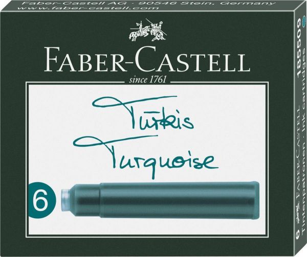 Faber-Castell 185509 Tintenpatrone für Füllhalter Standard, türkis, 6 Stück