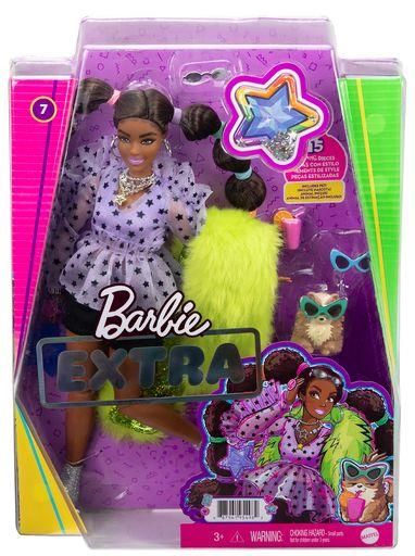 MATTEL GXF10 Barbie Extra Puppe mit Zöpfen und Bobble Haargummies