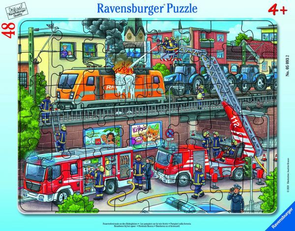 Ravensburger 05093 Kinderpuzzle Feuerwehreinsatz an den Bahngleisen