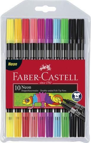 Faber-Castell 151109 Doppelfasermaler neon, 10 Stück