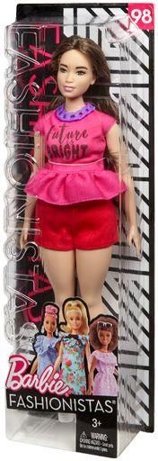 MATTEL FJF58 Barbie Fashionista Puppe mit roten Shorts und pinkem Oberteil
