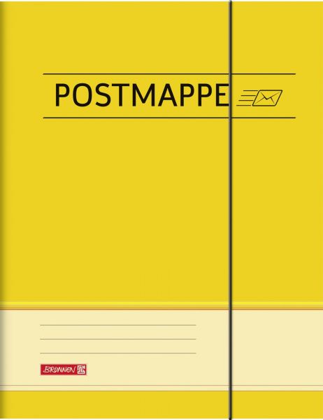 BRUNNEN 104709410 Postmappe mit Gummizug aus Karton, DIN A4, gelb