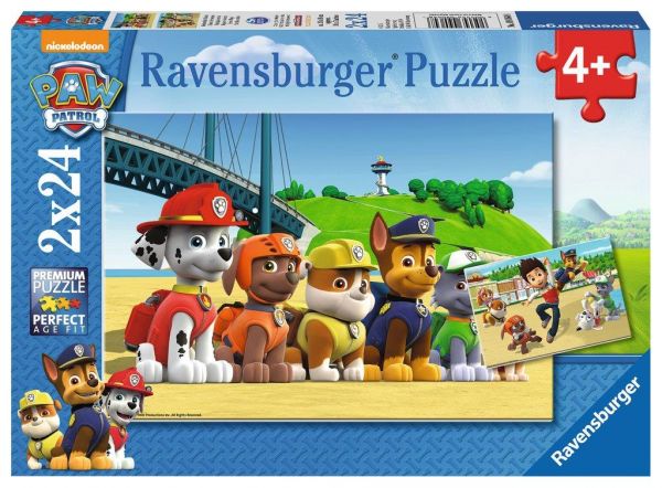 Ravensburger 09064 Puzzle Paw Patrol, Heldenhafte Hunde 2x24 Teile