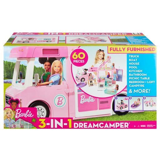MATTEL GHL93 Barbie 3-in-1 Super Abenteuer-Camper, Barbie Auto, Barbie Wohnmobil, Barbie Wohnwagen